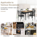 5 Pcs Dining Set Wood Metal Table and 4 Chairs with Cushions