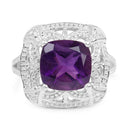 4.35 Carat Genuine Amethyst .925 Sterling Silver Ring