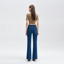 New Style Womens Blue Bell-bottom Pants