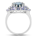 5.41 Carat Genuine London Blue Topaz and Tanzanite .925 Sterling Silver Ring