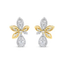 14K White and Yellow Gold 1.00 Cttw Round Pave-Set Diamond Teardrop and Marquise Shape Drop Dangle Earrings (H-I Color, SI1-SI2 Clarity)