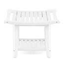 Waterproof Bath Stool with Curved Seat and Storage Shelf