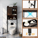 4-Tier Multifunctional Toilet Sorage Cabinet with Adjustable Shelf and Sliding Barn Door