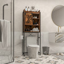 4-Tier Multifunctional Toilet Sorage Cabinet with Adjustable Shelf and Sliding Barn Door