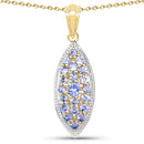 14K Yellow Gold Plated 1.56 Carat Genuine Tanzanite .925 Sterling Silver Pendant