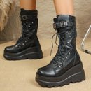 Plus-size Dark Versatile Edgy Punk-style Platform Fashion Boots