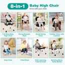 6-in-1 Convertible Baby High Chair with Adjustable Removable Tray