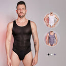 Thin Tight-fitting High Elastic Vertical Bar Men's One-piece