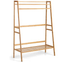 Bamboo Clothing Rack with Storage Shelves-Natural