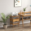 Bamboo Nightstand with Storage Drawer and Slatted Shelf