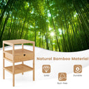 Bamboo Nightstand with Storage Drawer and Slatted Shelf