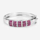 6.65 Carat Genuine Ruby and White Topaz .925 Sterling Silver Bracelet