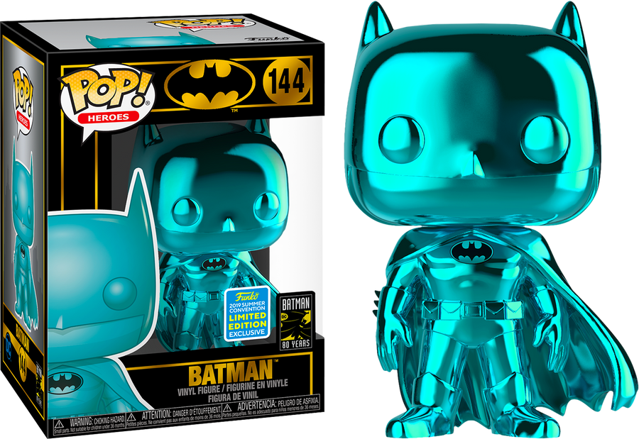 Funko POP! DC Super Heroes - Teal Chrome Batman Vinyl Figure #144 2019 Summer Convention Exclusive (READ DESCRIPTION)