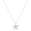 .925 Sterling Silver Prong-Set Diamond Accent Starfish Pendant Necklace (I-J Color, I1-I2 Clarity) - Size 18"