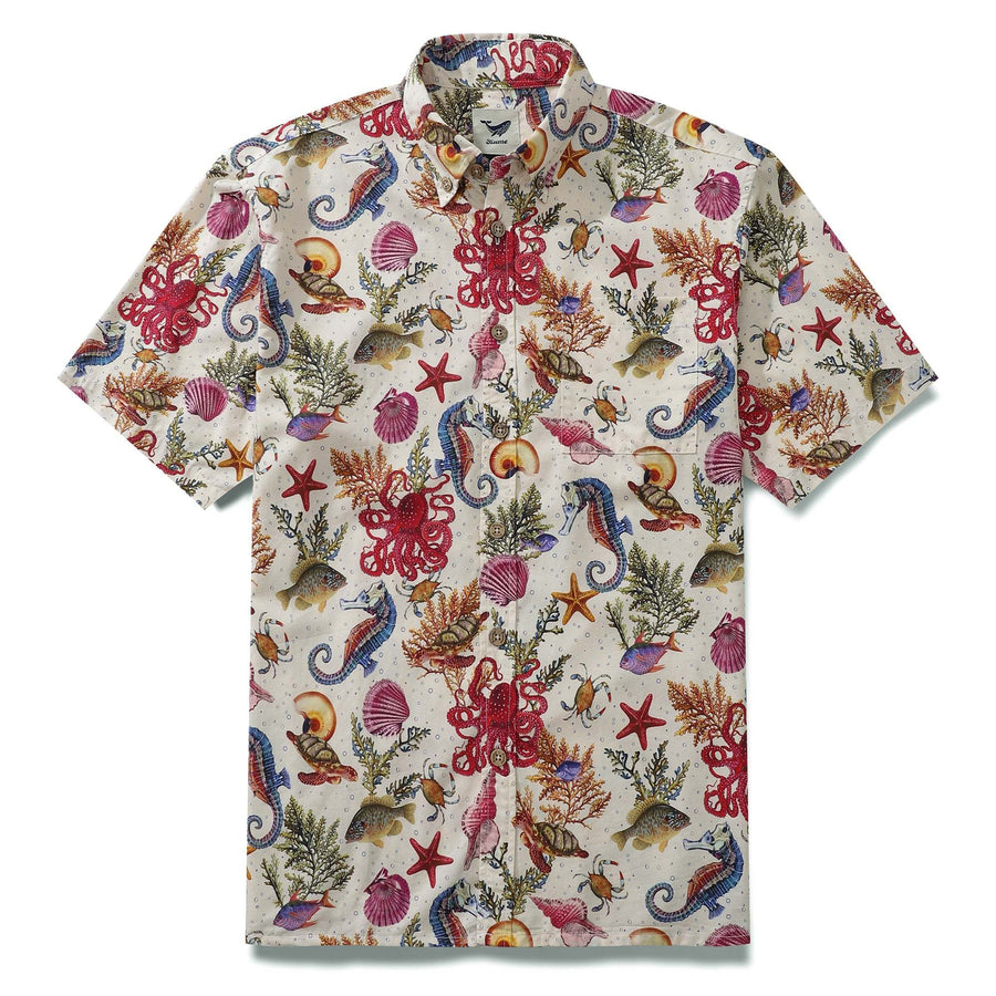 Yiume Mens Octopus Hawaiian Shirt 100% Cotton Button-down Marine Life Shirt For Gifting By Amy
