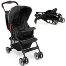 Toddler Travel Stroller for Airplane with Canopy and Adjustable Backrest-Black