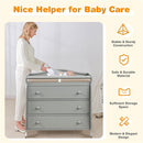 Baby Changing Table Infant Diaper with 3 Drawers and Safety Belt-Gray