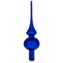 Matte Blue with Sparkling Top Mouth Blown Glass Christmas Tree Topper 11 Inches