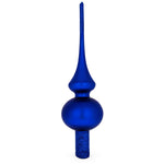 Matte Blue with Sparkling Top Mouth Blown Glass Christmas Tree Topper 11 Inches