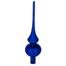 Matte Blue with Sparkling Top Mouth Blown Glass Christmas Tree Topper 11 Inches