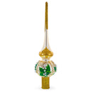 Lily of the Valley Flowers on Beige Mouth Blown Glass Christmas Tree Topper 11 Inches