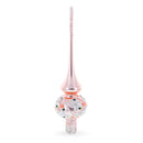 Dimensional Pink Flowers on Metallic Rose Pink Mouth Blown Glass Christmas Tree Topper 11 Inches
