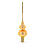Solid Orange with Sparkling Top Mouth Blown Glass Christmas Tree Topper 11 Inches