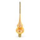 Solid Orange with Sparkling Top Mouth Blown Glass Christmas Tree Topper 11 Inches