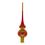 Golden Scrolls on Red Glass Tree Topper