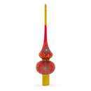 Radiant Jeweled Snowflake on Red Blown Glass Christmas Tree Topper 11 Inches