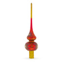 Radiant Jeweled Snowflake on Red Blown Glass Christmas Tree Topper 11 Inches