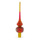 Radiant Jeweled Snowflake on Red Blown Glass Christmas Tree Topper 11 Inches