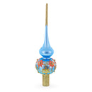 Exquisite Blue and Gold Floral Glass Tree Topper