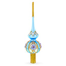 Elegant Blue and Purple Jewel-Encrusted Blown Glass  Tree Topper 11 Inches