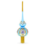 Elegant Blue and Purple Jewel-Encrusted Blown Glass  Tree Topper 11 Inches