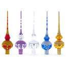 Elegant Blue and Purple Jewel-Encrusted Blown Glass  Tree Topper 11 Inches