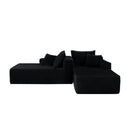 Sectional Couch with Double Chaise Lounge and Cup Holders