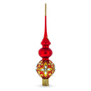 Diamond Stars Double Ball Mouth Blown Glass Christmas Tree Topper 16 Inches