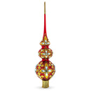 Diamond Stars Double Ball Mouth Blown Glass Christmas Tree Topper 16 Inches