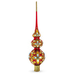 Diamond Stars Double Ball Mouth Blown Glass Christmas Tree Topper 16 Inches