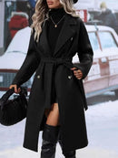Double-Breasted Lapel Trench Coat with Belt