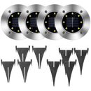 4pcs Solar Ground Light Waterproof Buried Light In-Ground Path Deck Lawn Patio Light 4LED