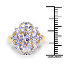 14K Yellow Gold Plated 2.01 Carat Genuine Tanzanite & White Topaz .925 Sterling Silver Ring