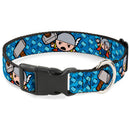 Plastic Clip Collar - Kawaii Thor Poses/Hammer Monogram Blues