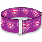 Cinch Waist Belt - Superman Logo in Heart Purple White Pink