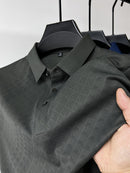High-end Elegant Ice Silk Men's Lapel Plaid Polo Shirt