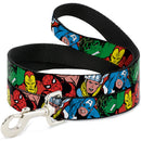 Dog Leash - 5-Marvel Characters Black