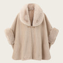 Solid-color Large Fur-collar Shawl