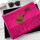 Womens Thickened Fashionable Solid-Color Tassel Scarf