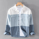 Cotton Long Sleeve Stitching Casual Men's Shirt